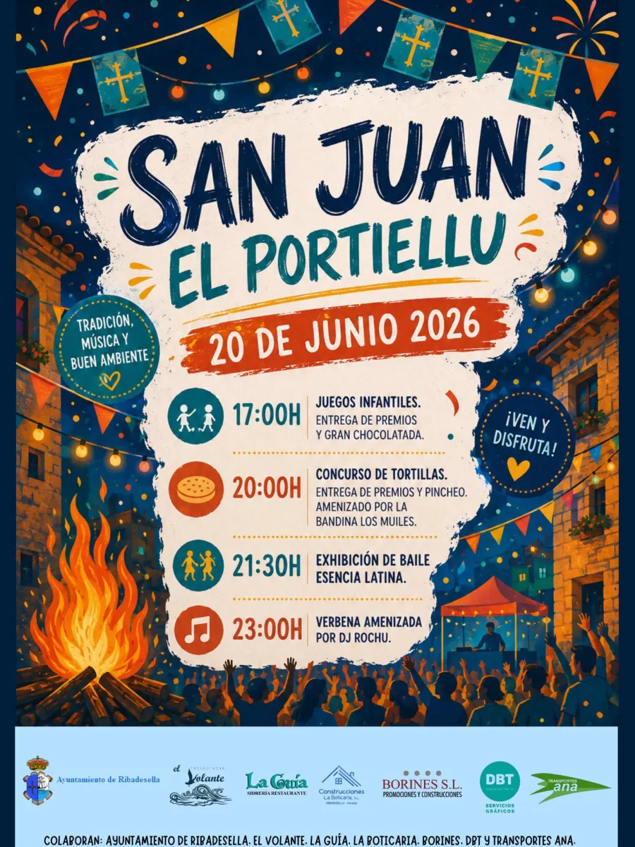 Cartel de la fiesta de San Juan en El Portiellu