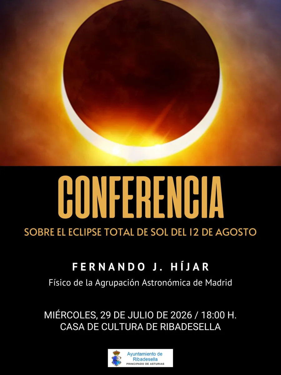 Cartel de la conferencia sobre el eclipse solar del 12 de agosto