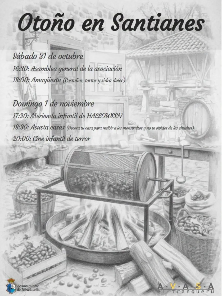 Cartel de las actividades de Otoño 2026 en Santianes